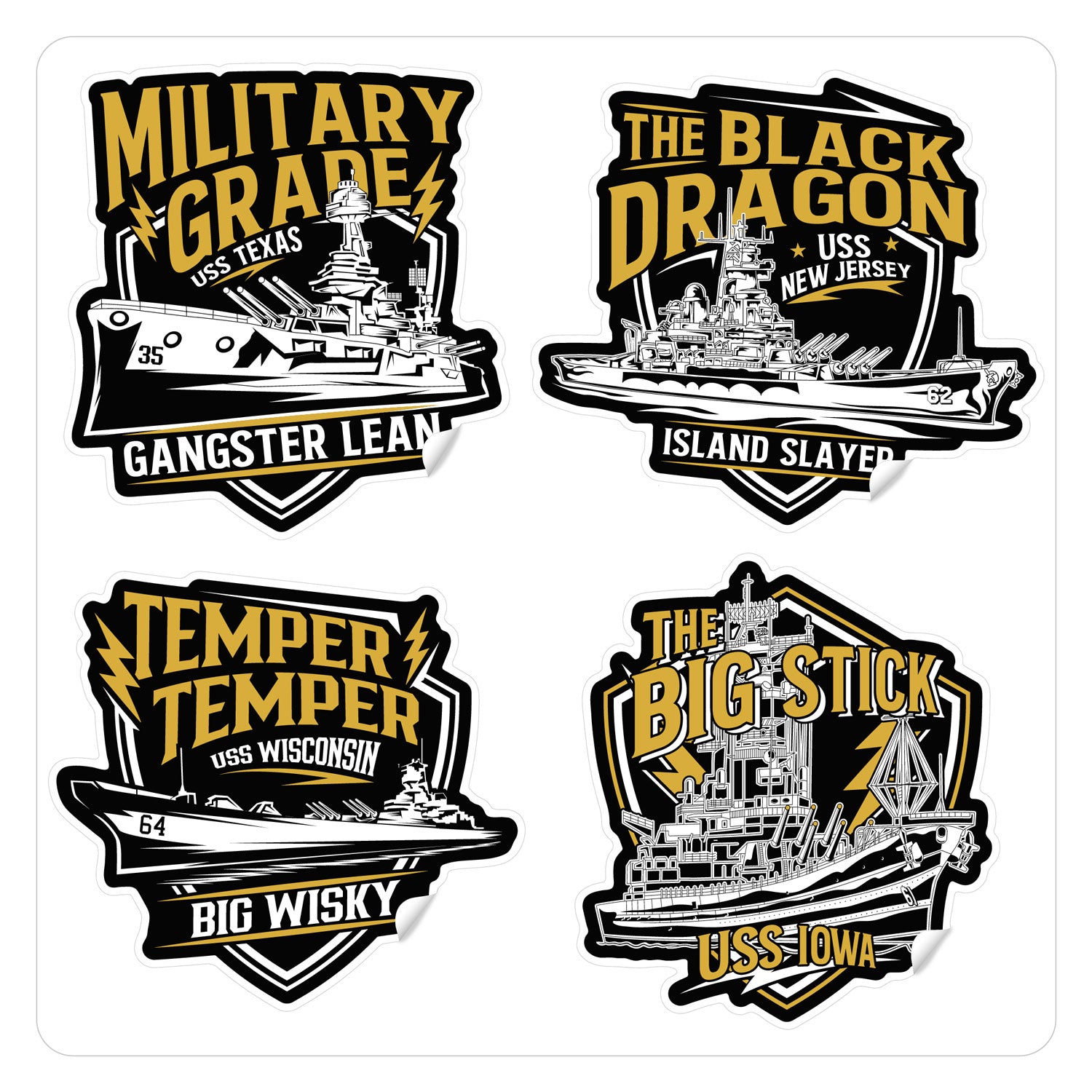 USS Texas/USS New Jersey/USS Wisconsin/USS Iowa Sticker Pack