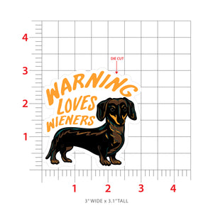 Warning Loves Wieners Sticker